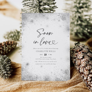 Chic Snowflakes Snow In Love Winter Bridal Shower Invitation