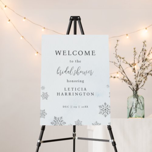 Chic Snowflakes Winter Bridal Shower Welcome Sign