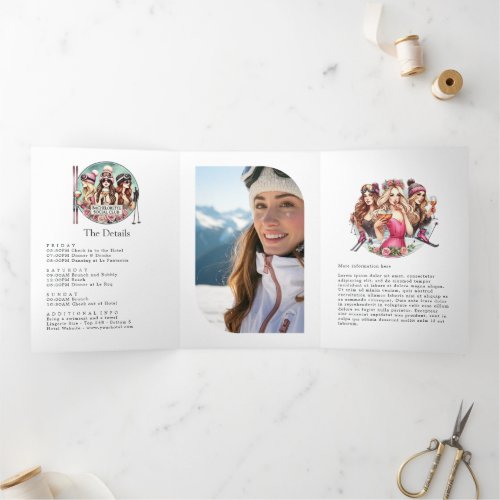 Chic Social Club Après Ski Bachelorette Weekend Tri-Fold Invitation