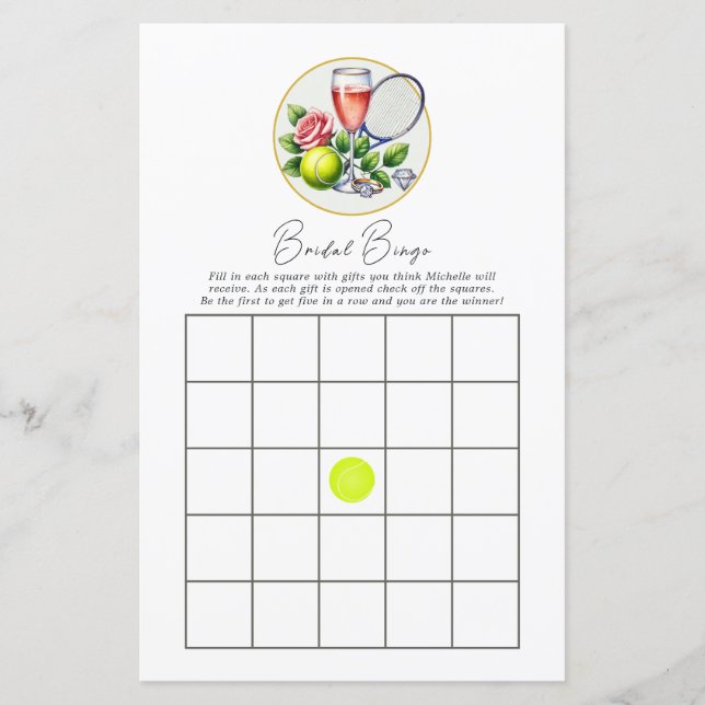 Chic Social Club Tennis Bachelorette Bingo (Front)