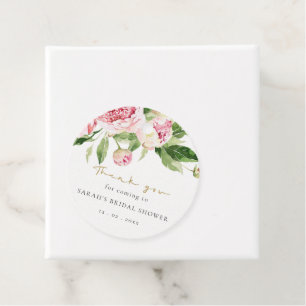 Chic Soft Blush Green Peony Floral Bridal Shower Favor Tags