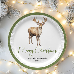 Chic Soft Earth Tone Christmas Personalized Dinner Paper Plates