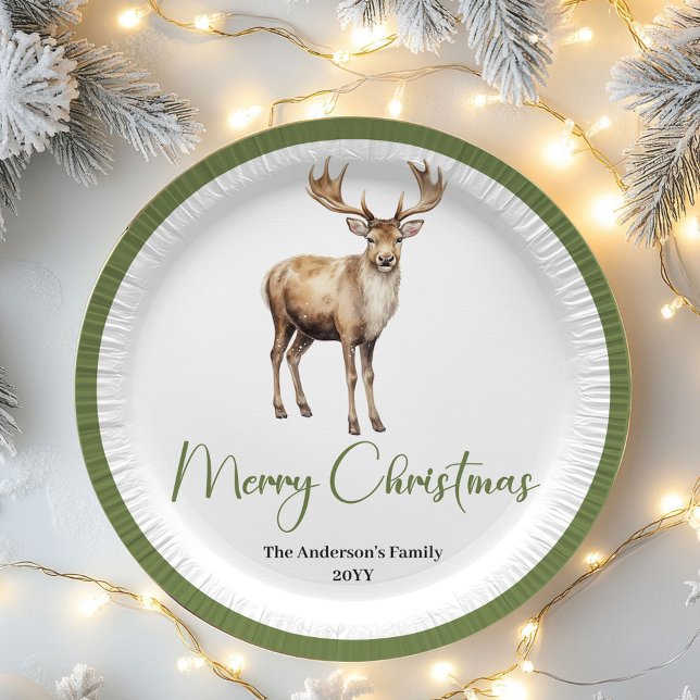 Chic Soft Earth Tone Christmas Personalized Dinner Paper Plates (Soft Earth Tone Christmas Personalized Dinner Plates)