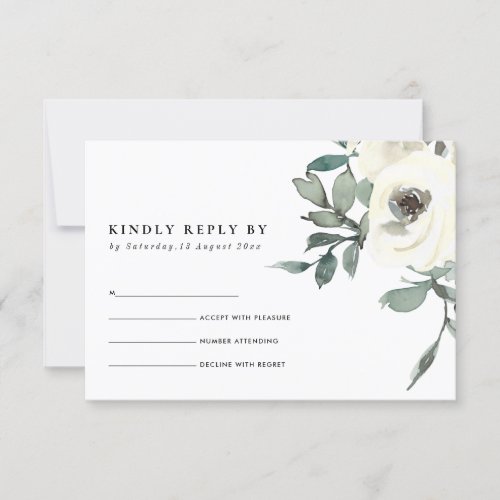 CHIC SOFT IVORY WHITE FLORALWATERCOLOR BUNCH RSVP