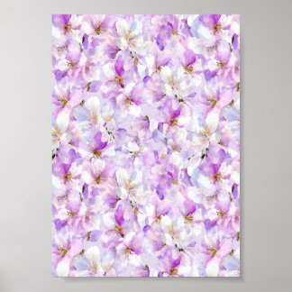 Chic Soft Lilac Blush Orchid Watercolor Pattern Poster