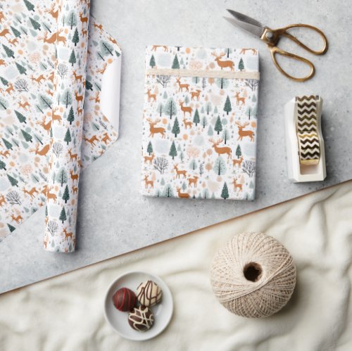 Chic soft pastel green woodland winter forest wrapping paper
