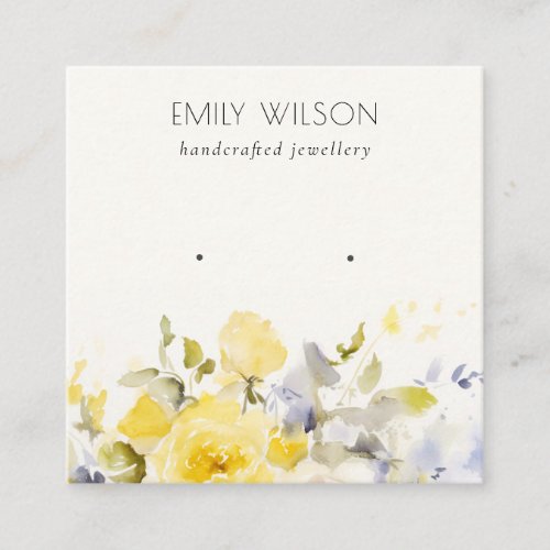 Chic Soft Pastel Watercolor Floral Earring Display Square Business Card