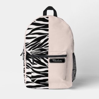 Chic Soft Peach Black and White Zebra Print Teens