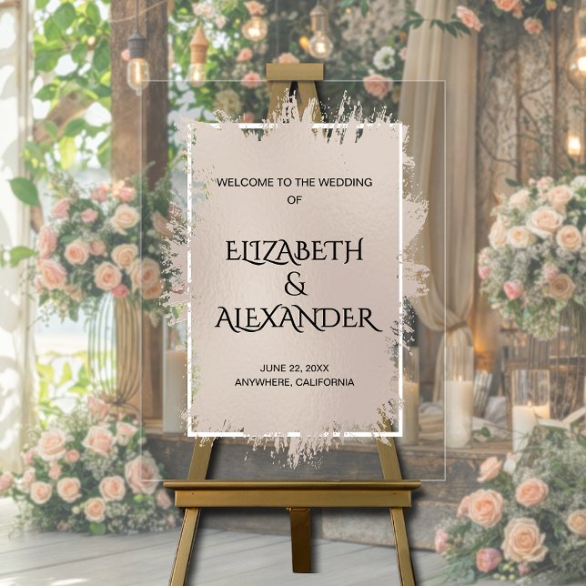 Chic Soft Taupe Splash Wedding Welcome Acrylic Sign (Chic soft taupe splash wedding welcome acrylic sign)