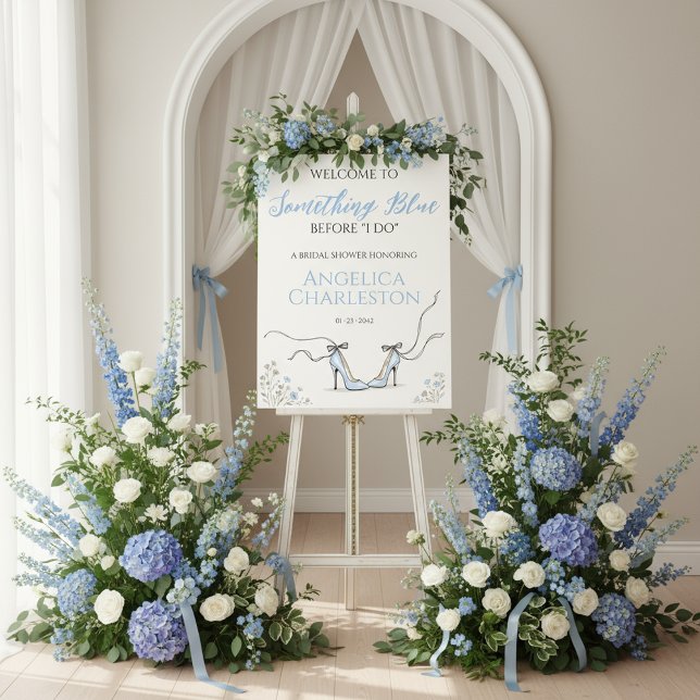 Chic Something Blue Bridal Shower Welcome Sign (Creator Uploaded)