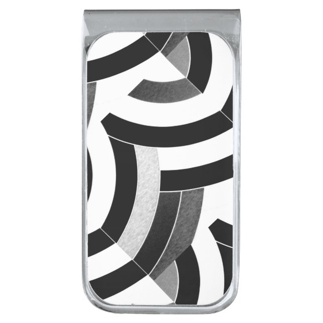 chic sophisticated modern chevron silver finish money clip (Front Vertical)
