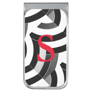 chic sophisticated modern initial chevron silver finish money clip