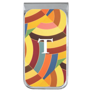 chic sophisticated modern initialed chevron silver finish money clip