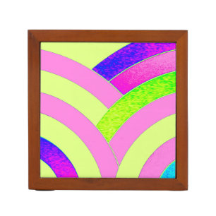 chic sophisticated modern pink/lime chevrons desk organizer