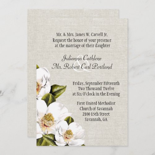 Chic Southern Belle Magnolias Wedding Invitation