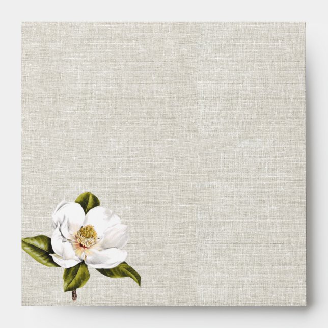 Chic Southern Magnolia Custom Wedding Envelope (Front)