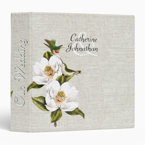 Chic Southern Magnolias  Hummingbirds Wedding 3 Ring Binder