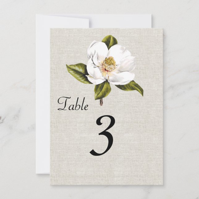 Chic Southern Magnolias Reception Table Numbers (Front)