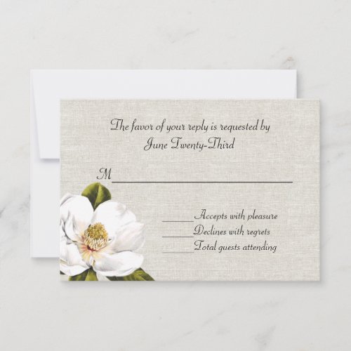 Chic Southern Magnolias Wedding RSVP Response