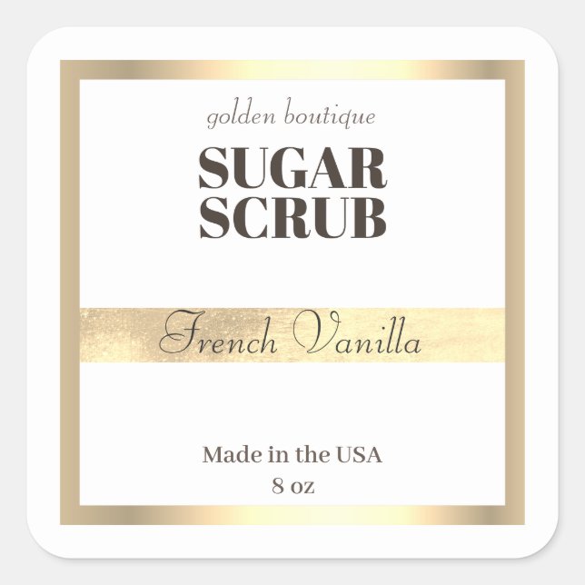 Chic Spa Product White Gold  Square Sticker (Front)