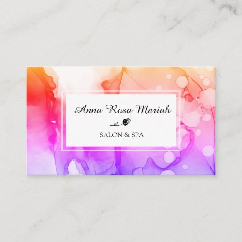  Chic Spa  Salon Bold Abstract Watercolor Business Card