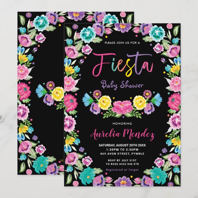 Chic Spanish Mexican Floral Fiesta Baby Shower   Invitation (Front/Back)