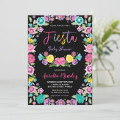 Chic Spanish Mexican Floral Fiesta Baby Shower   Invitation (Standing Front)