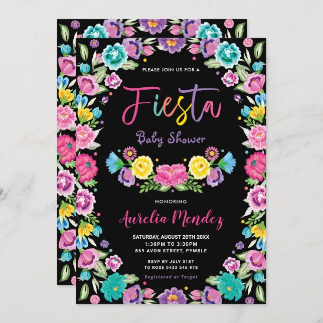 Chic Spanish Mexican Floral Fiesta Baby Shower   Invitation (Front/Back)