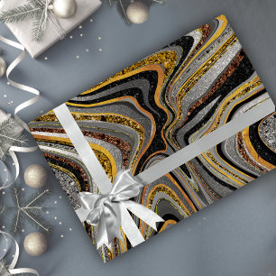Chic Sparkle Glitter marble art grey gold Wrapping Wrapping Paper