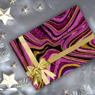 Chic Sparkle Glitter marble art pink gold Wrapping Paper