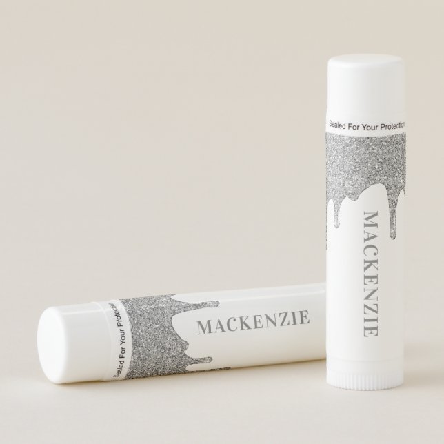 Chic Sparkle Silver Dripping Glitter Lip Balm (Front)