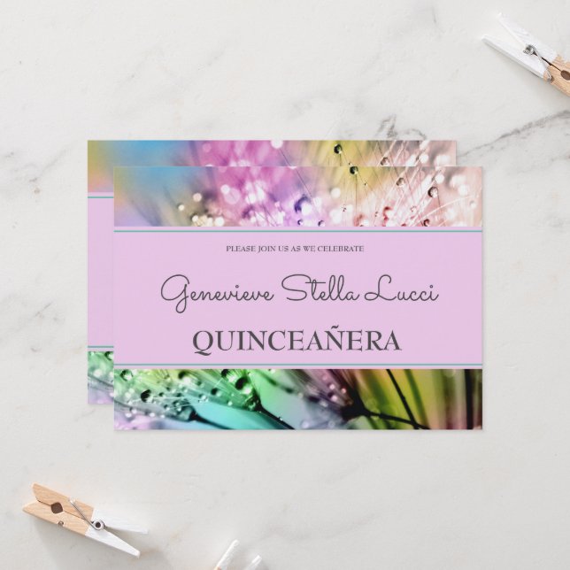 Chic Sparkles Quinceañera Party Invitation (Front/Back In Situ)