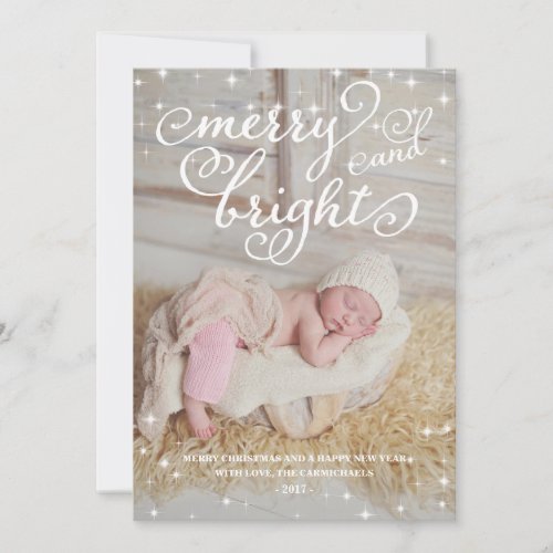 Chic Sparkling Merry  Bright Holidays Photo Card