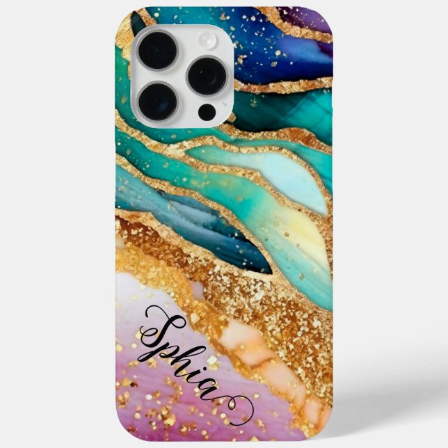 Chic Sparkly Glitter Golden Rainbow Agate Glamour  Case-Mate iPhone Case (Back)