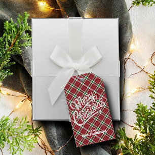 Chic Sparkly Plaid Christmas Gift Tags