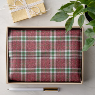 Chic Sparkly Plaid Christmas Tissue Paper