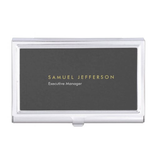 Chic special black professional plain modern business card case