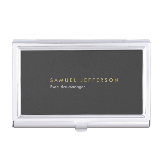 Chic special black professional plain modern business card case (Front)