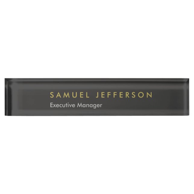 Chic special black professional plain modern desk name plate (Front)
