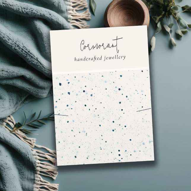 Chic Speckled Blue White Earring Necklace Display Business Card (Creator Uploaded)