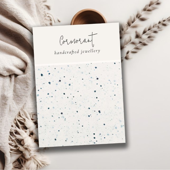 Chic Speckled Blue White Texture 2 Earring Holder Business Card (Creator Uploaded)