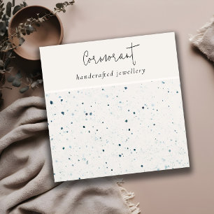Chic Speckled Blue White Texture Earring Holder Square Business Card