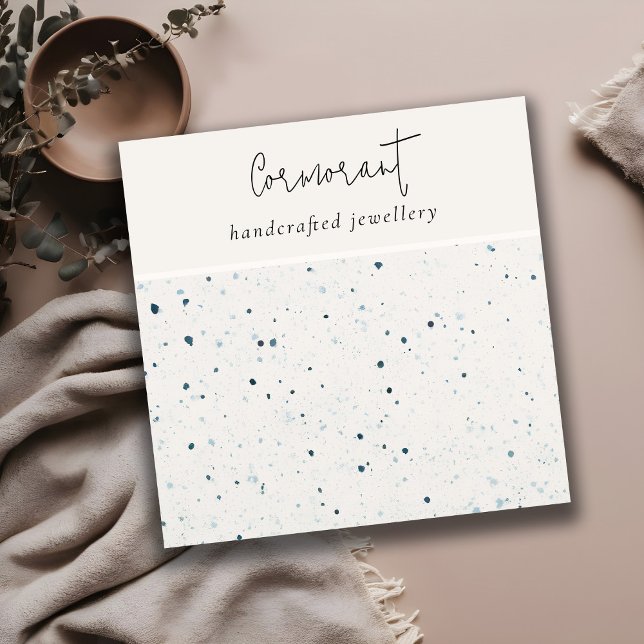 Chic Speckled Blue White Texture Earring Holder Square Business Card (Creator Uploaded)