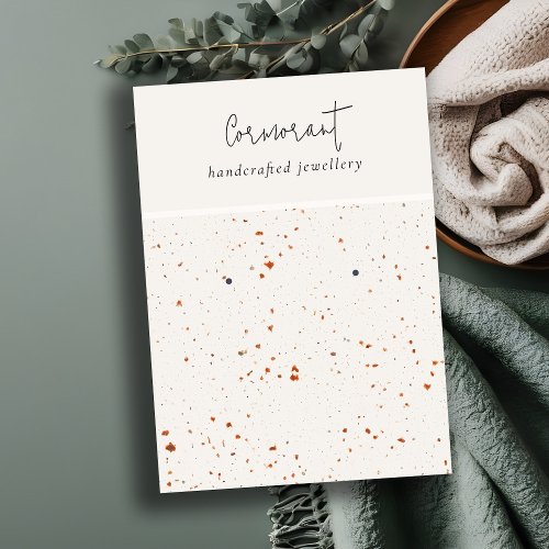 Chic Speckled Rust White Texture Earring Holder Business Card