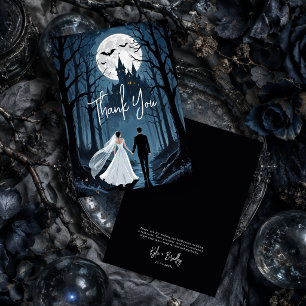 Chic Spooky Forest Haunted Castle Wedding TLW26 Thank You Card