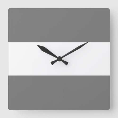 Chic Sporty Modern Gray White Wide Bold Stripes Square Wall Clock