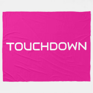 Chic Sporty TOUCHDOWN Modern Text On Bright Pink Fleece Blanket