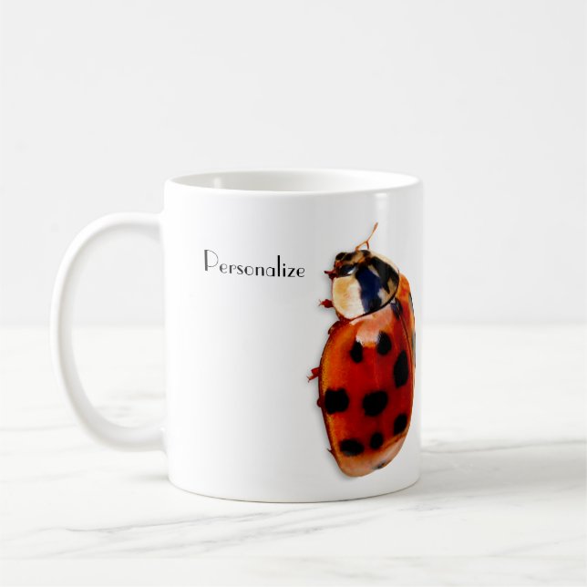 Chic Spotted Ladybug With Name Coffee Mug (Left)