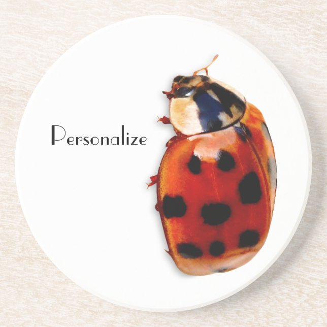Chic Spotted Ladybug With Name Drink Coaster (Front)