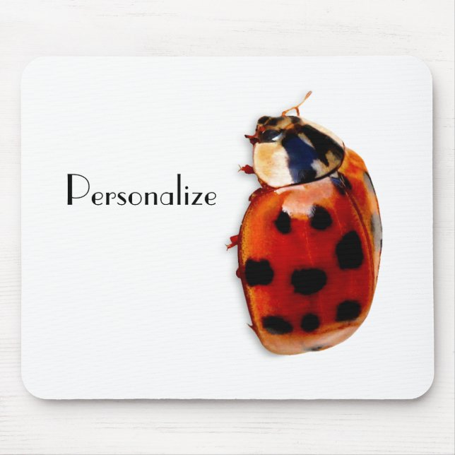 Chic Spotted Ladybug With Name Mouse Pad (Front)